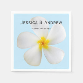 Vita plumeria på blå, tropiska, Blommigt, blöjor Pappersservett