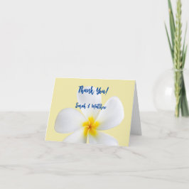 Vita plumeria på Gult, tropiska, Blommigt. Tack Kort