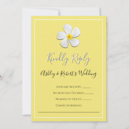 Vita plumeriablommor på Gult, OSA Inbjudningar