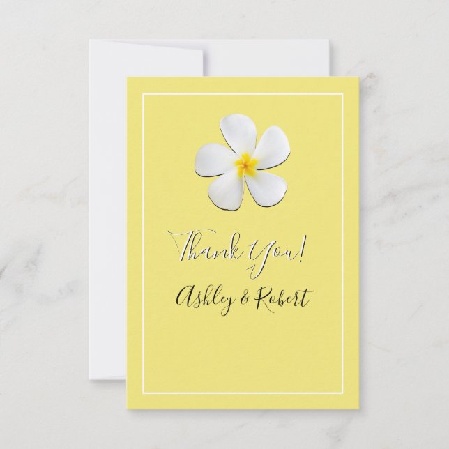 Vita plumeriaforen på Gult, Bröllop Tack Inbjudningar (Framsida)