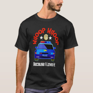 Vita polisens bil Badge Stars I Kärlek polis W T Shirt