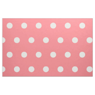 Vita Polka dots på korall Tyg
