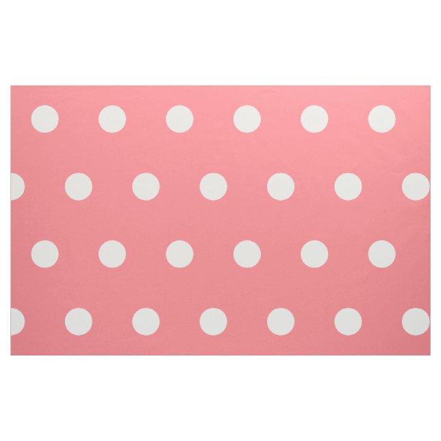 Vita Polka dots på korall Tyg (Fat Quarter)