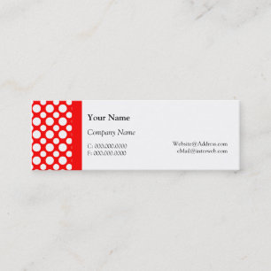 Vita Polka dots på Röda Affärskort Mini Visitkort