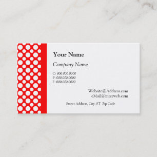 Vita Polka dots på Röda Affärskort Visitkort