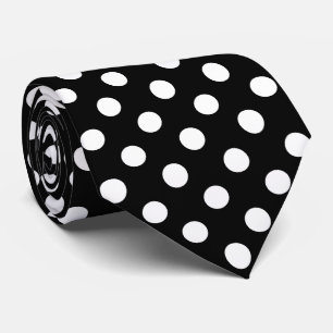 Vita Polka dots på svart bakgrund Slips