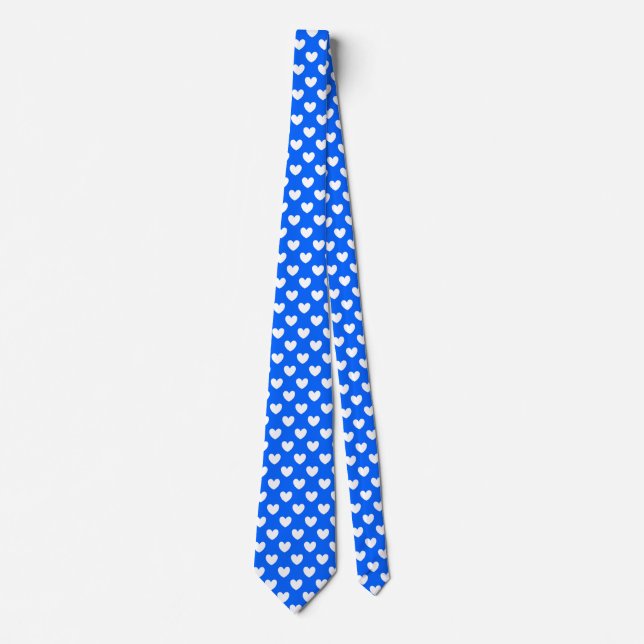 Vita polka-hjärtan på blått slips (Framsida)