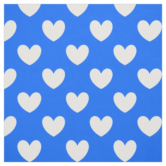 Vita polka-hjärtan på blått tyg (Provkarta)