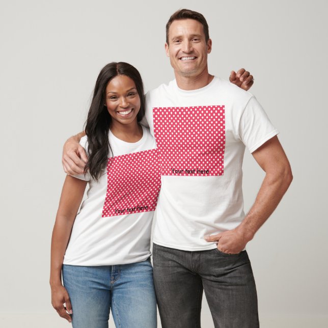 Vita polkadoter på röd t shirt (Unisex)
