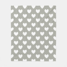 Vita polkahjärtan på Pussywillow Grått