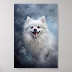 Vita pommern hund poster