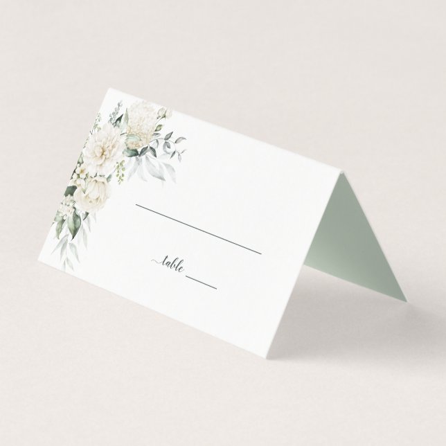 Vita ponnyer, Ro och Eukalyptus Blommigt Ställe Kort (Framsida)