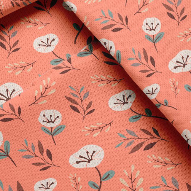 Vita poppies på Red Fabric Tyg (Skapare uppladdad)