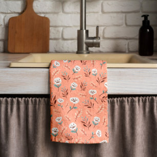 Vita poppies på Red Kitchen Towel Kökshandduk
