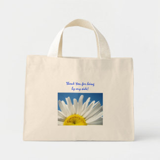 Vita prästkragar blommor Tote Bag gåvor Tack! Mini Tygkasse