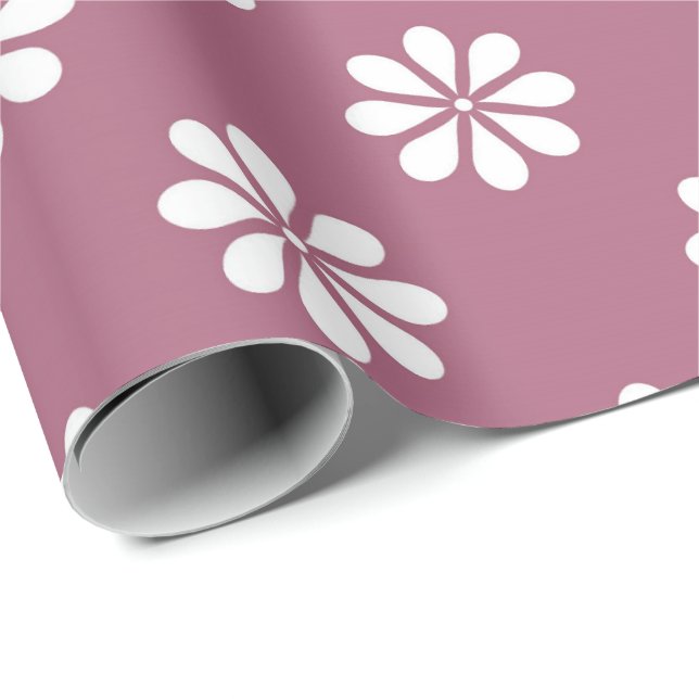 Vita prästkragar med rosa bakgrund presentpapper (Rullad Hörn)