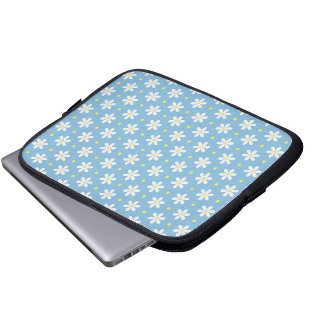 Vita Prästkragar Mönster Anpassad Bakgrund Laptop Fodral (Framre botten)