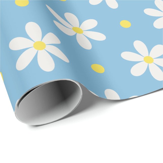 Vita Prästkragar Mönster Anpassad Bakgrund Presentpapper (Rullad Hörn)