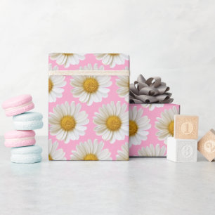 Vita prästkragar Mönster på rosa bakgrund Presentpapper