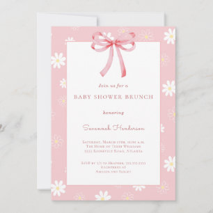 Vita prästkragar Rosa band Baby Shower Brunch Inbjudningar