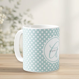 Vita prickar Anpassad initial namn present Kaffemugg