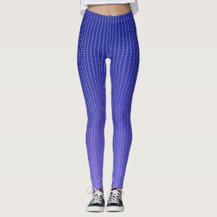 Vita prickar blå mönster leggings