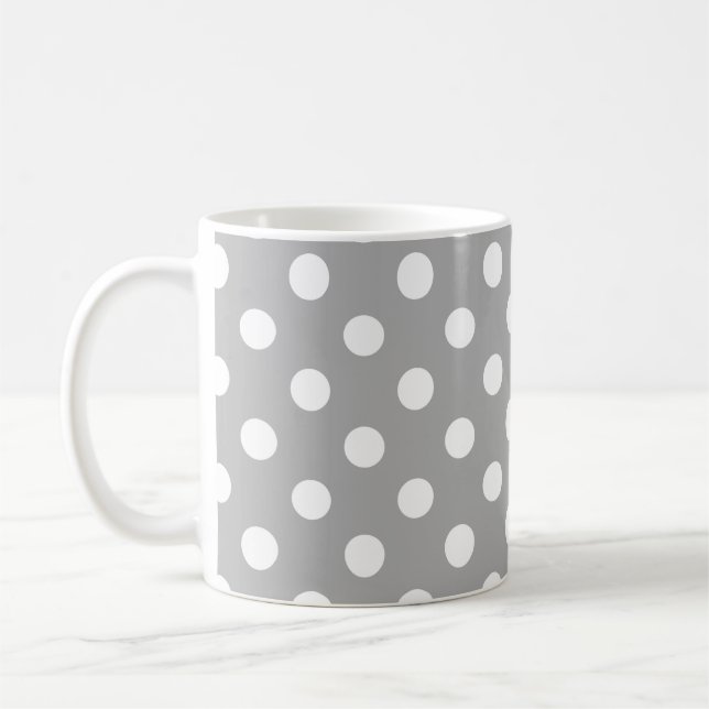 Vita prickar Mönster på grå bakgrund  Kaffemugg (Vänster)