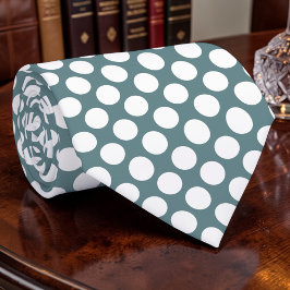 Vita prickar på anpassad dammig blå slips