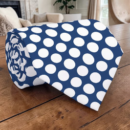 Vita prickar på blå anpassad slips