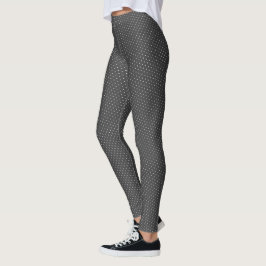 Vita prickar på blygrå bakgrund leggings