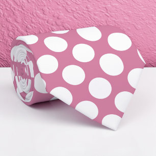 Vita prickar på dammig rosa anpassad slips
