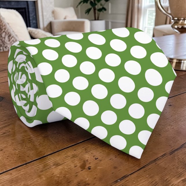 Vita prickar på grön anpassad slips (Skapare uppladdad)