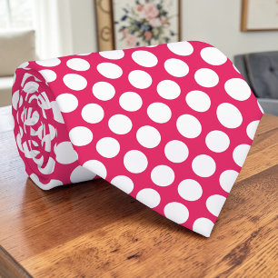 Vita prickar på het rosa specialbeställd slips