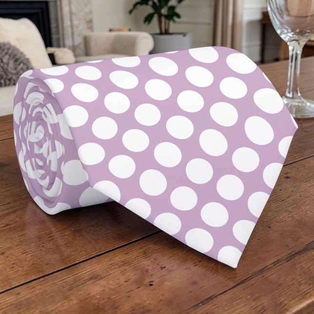 Vita prickar på lila skräddarsydd slips (Skapare uppladdad)