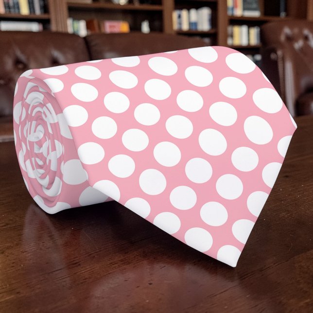 Vita prickar på rosa anpassad slips (Skapare uppladdad)