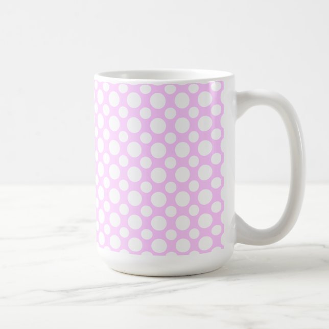 Vita prickar på rosa kaffemugg (Höger)