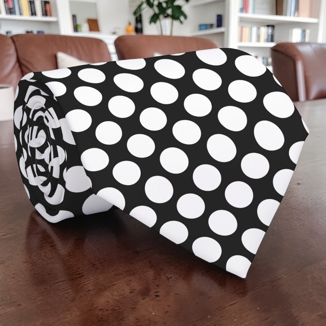 Vita prickar på svart specialdesign slips (Skapare uppladdad)