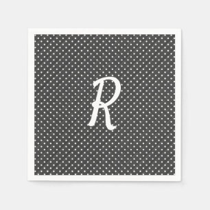 vita prickar på svarta monogram pappersservett
