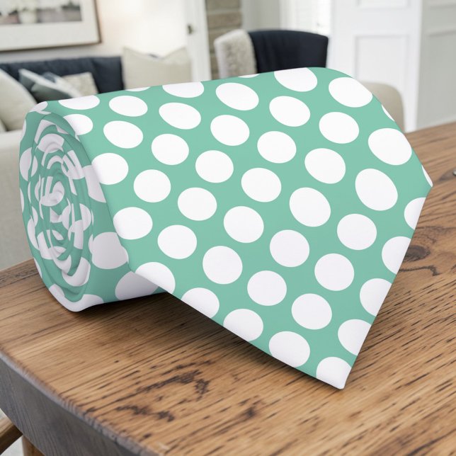 Vita prickar på turkos anpassad slips (Skapare uppladdad)