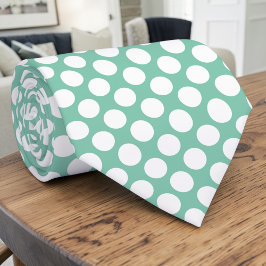 Vita prickar på turkos specialbeställd slips