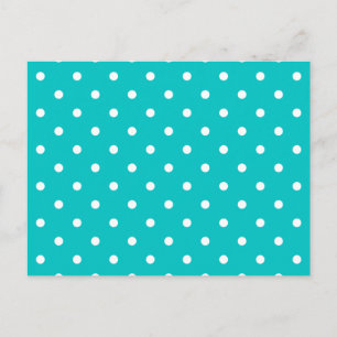Vita prickar, Teal Polka Dot Mönster. Vykort