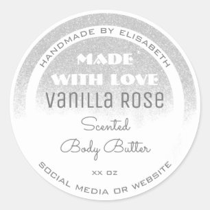 Vita produktförpackningsetiketter Silver Glitter Runt Klistermärke