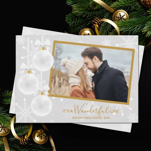 Vita prydnadsföremål - julfoto julkort (Skapare uppladdad)