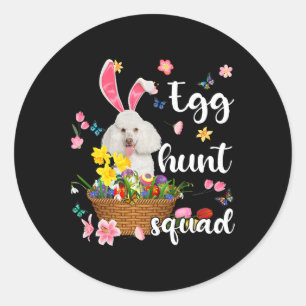 Vita Pudel-Glad påsk-dagen, Påsk Runt Klistermärke