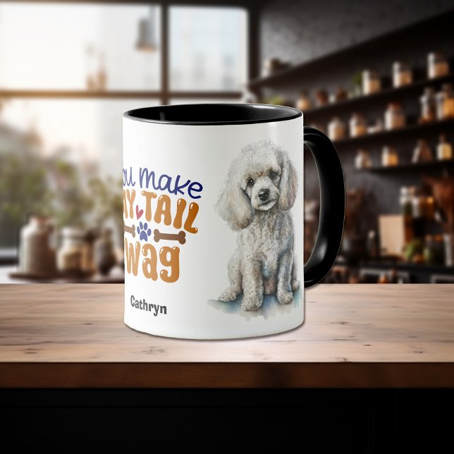 Vita Pudel-Hund som du gör min Svan-påse Mugg (Skapare uppladdad)