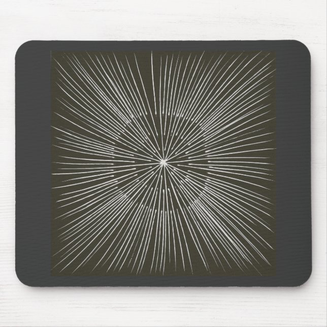 Vita pulserande drag på svarta Mousepads Musmatta (Framsidan)