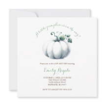 Vita Pumpkin Baby Shower Inbjudan Gender Neutral