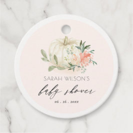 Vita Pumpkin Blommigt Baby Brunch Shower Gåvor Etiketter