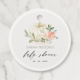 Vita Pumpkin Blommigt Baby Brunch Shower Gåvor Etiketter