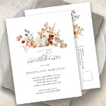Vita Pumpkin Fall Flowers 60:e Födelsedagsfesten Inbjudan Vykort<br><div class="desc">Pumpor är inkapslade i delikat guldfärgad gult och orange vilda blommor för att skapa en elegant estetisk. Hela texten är redigerbar så att du enkelt kan tränga in i ditt eget speciella humör.</div>